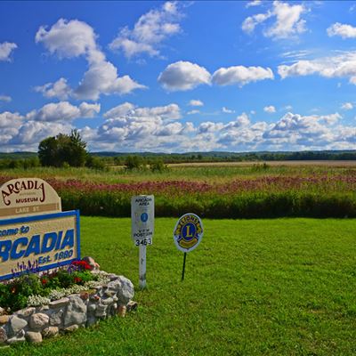 Arcadia Area Welcome Sign and Arcadia Marsh